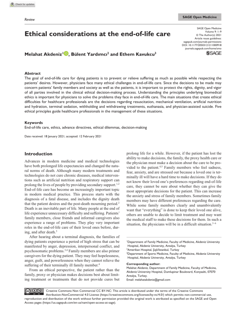 Ethical Considerations In Advocating For End-of-Life Care Policy