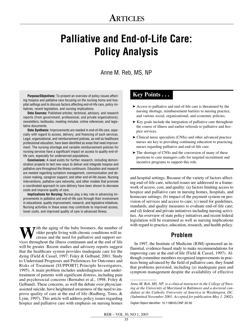 Exploring Healthcare Policy Implications For End-of-life Care